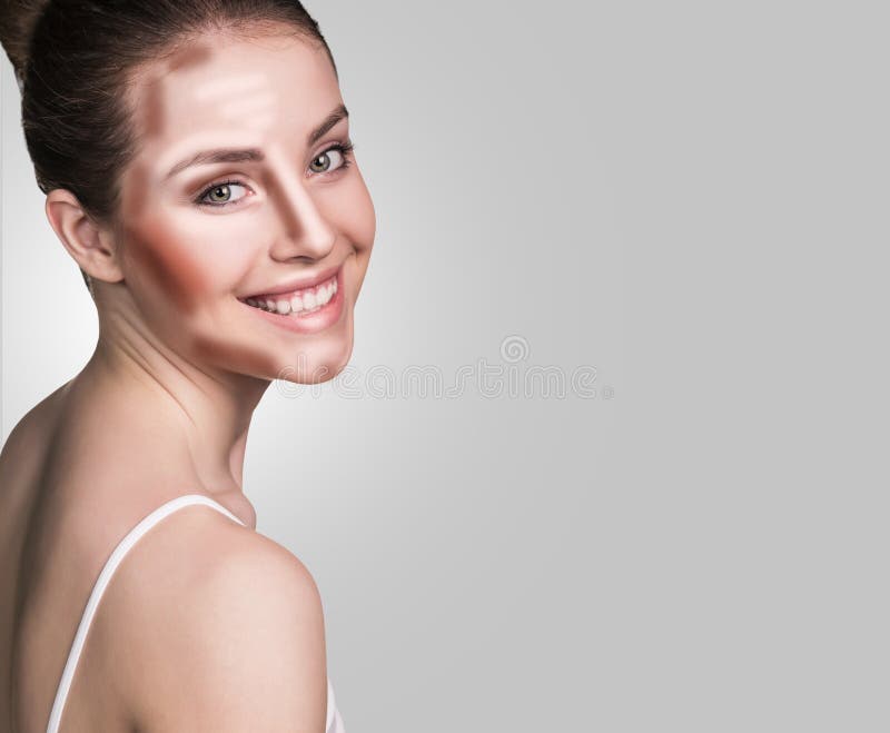 Composez le visage de femme Maquillage de découpe et de point culminant image libre de droits Composez le visage de femme Maquillage de découpe et de point culminant image libre de droits