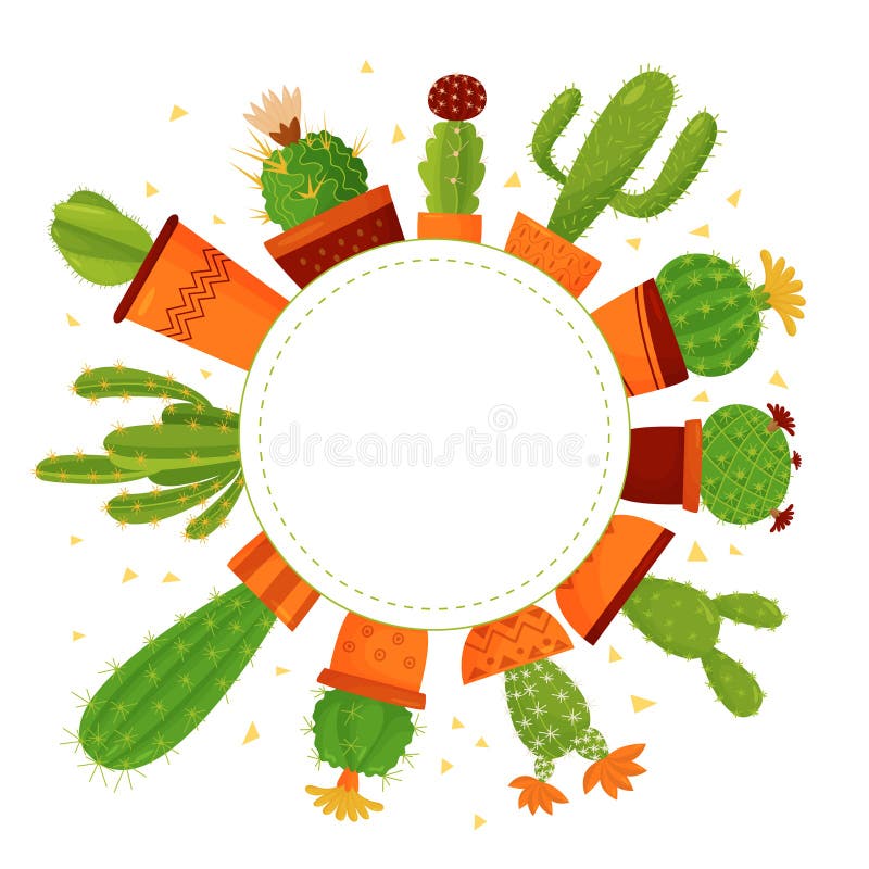 Vetores de Diferentes Tipos De Cactos Bonitos No Estilo De Desenho Animado  São Dispostos Em Um Círculo Composição Vetorial Circular De Plantas  Domésticas e mais imagens de Cacto - iStock