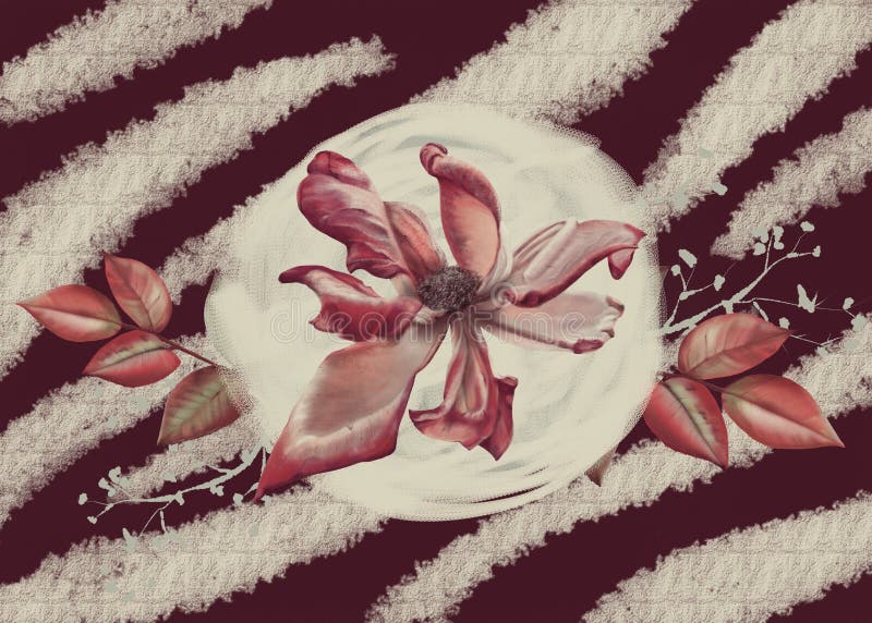 Composi?? o com flores Em um fundo colorido. Composition with flowers. On a colored background. Raster illustration