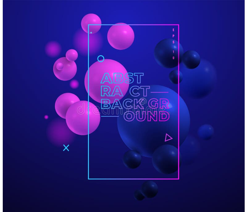 Composición colorida abstracta con los elementos geométricos de la tendencia, bolas 3d moderno Ilustrador del vector Azul y color ilustración del vector