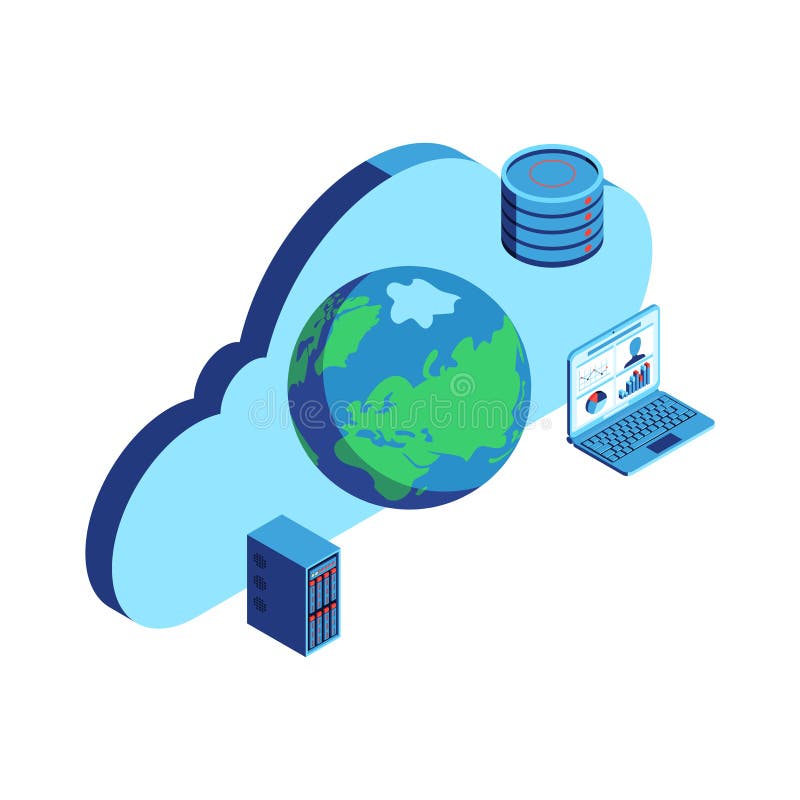 Composición de datos de nube global stock de ilustración