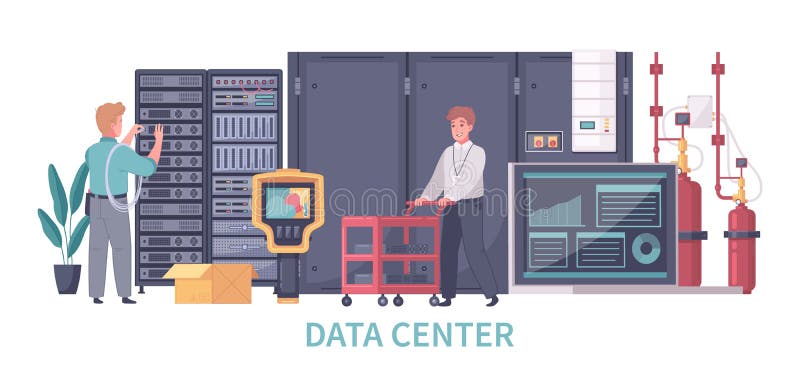 Composición de trabajos del centro de datos ilustración del vector