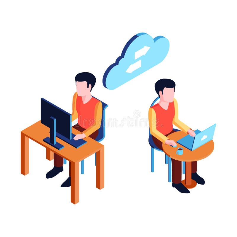 Composición de transferencia de datos en la nube stock de ilustración