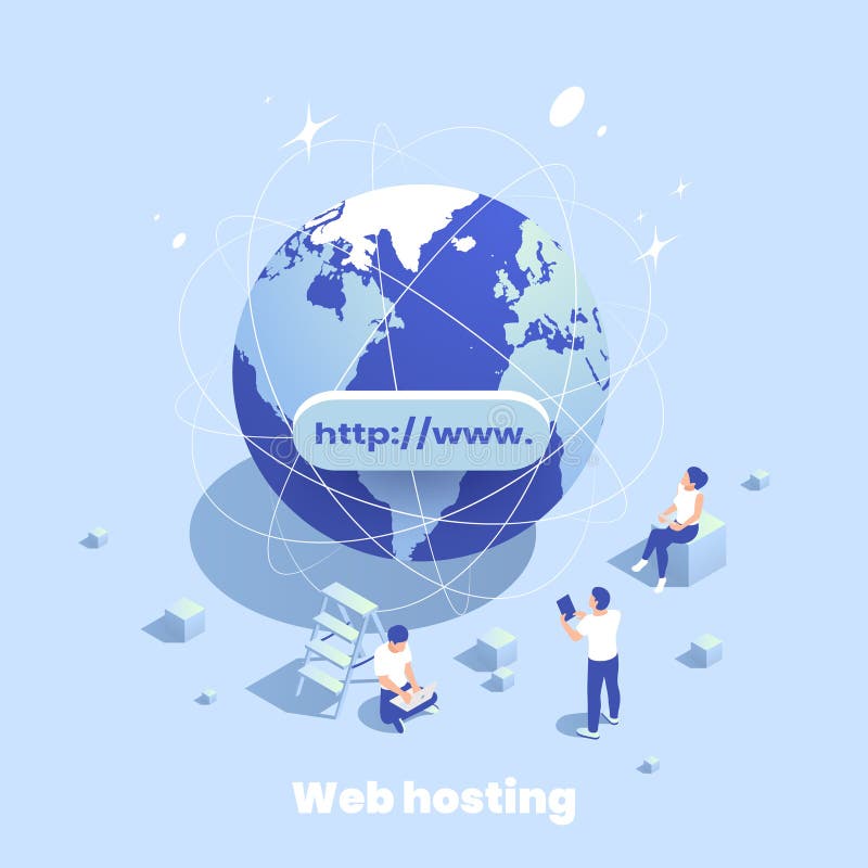 Composición del globo de alojamiento web stock de ilustración