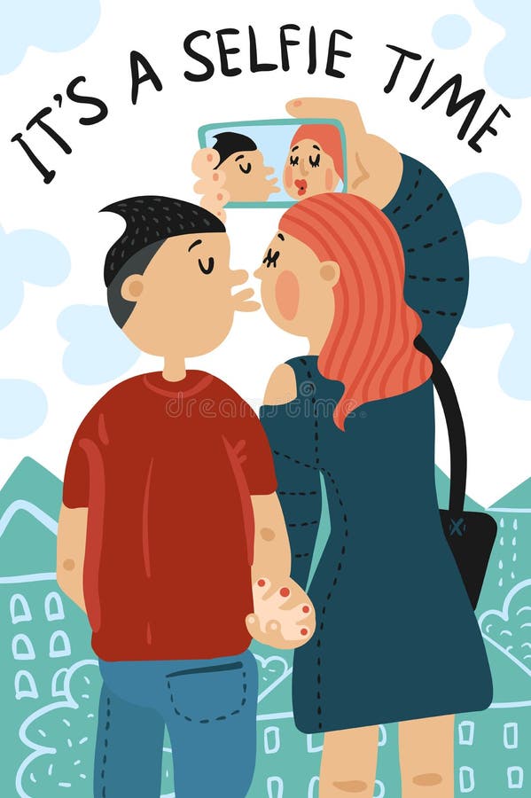 Composición del tiempo de Selfie ilustración del vector Composición del tiempo de Selfie ilustración del vector