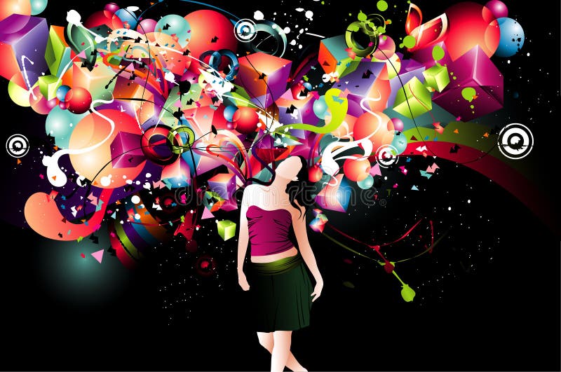 Composición del vector del color de la muchacha stock de ilustración Composición del vector del color de la muchacha stock de ilustración