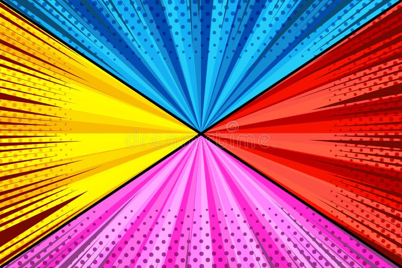 Composición explosiva colorida cómica stock de ilustración