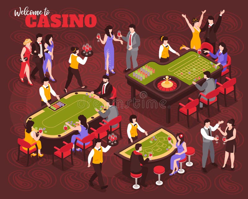 Composición isométrica de la gente del casino ilustración del vector Composición isométrica de la gente del casino ilustración del vector