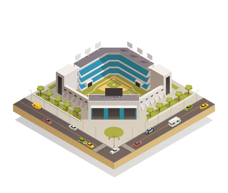 Composición isométrica del estadio del deporte del béisbol libre illustration Composición isométrica del estadio del deporte del béisbol libre illustration