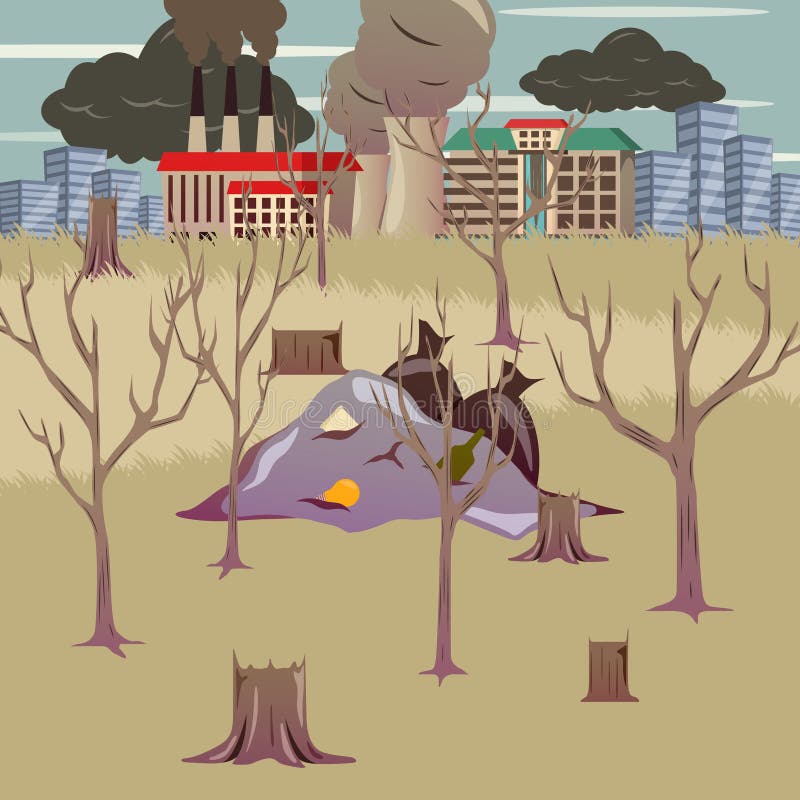 Composición ortogonal de los desastres provocados por el hombre ilustración del vector Composición ortogonal de los desastres provocados por el hombre ilustración del vector