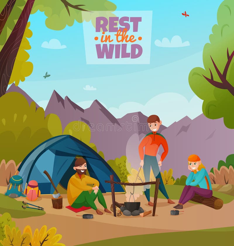 Composición que acampa del alto del resto ilustración del vector
