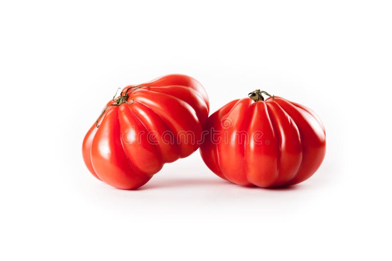 Composite with Beef Heart Tomatoes Isolated on White Background Stock