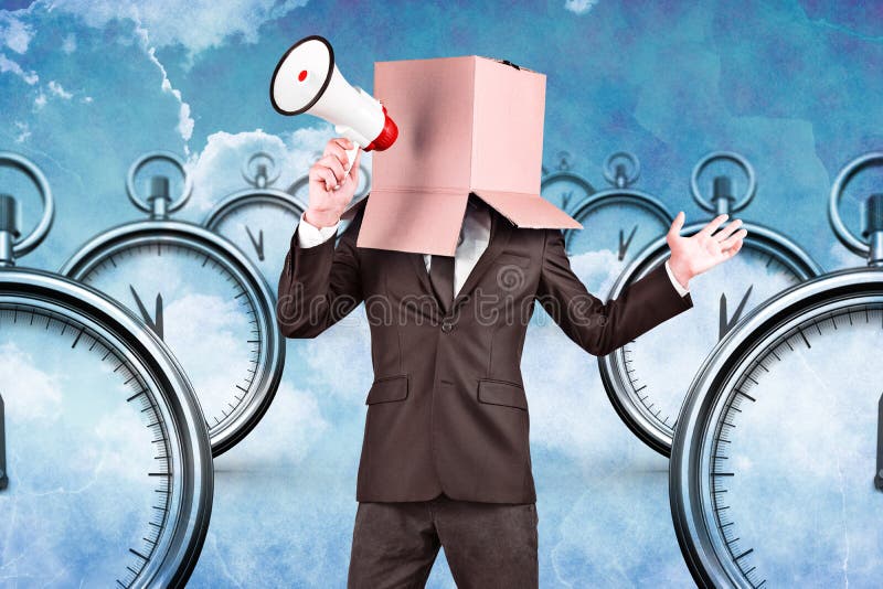Composite image of anonymous businessman holding a megaphone vector illustration