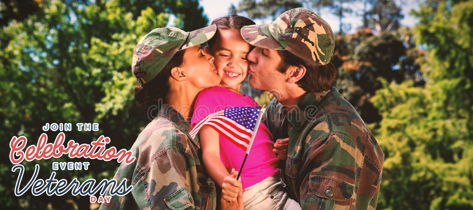 Composite Image of Army Couple Kissing Daughter Stock Illustration ...