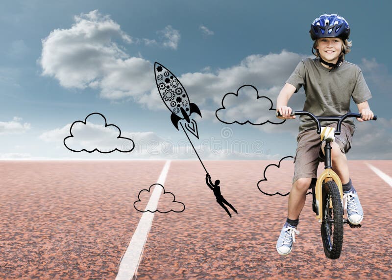 Off his bike. His Bike little. Little boy Learning Cycling at School. A boy who fell off a Bicycle with his mother.