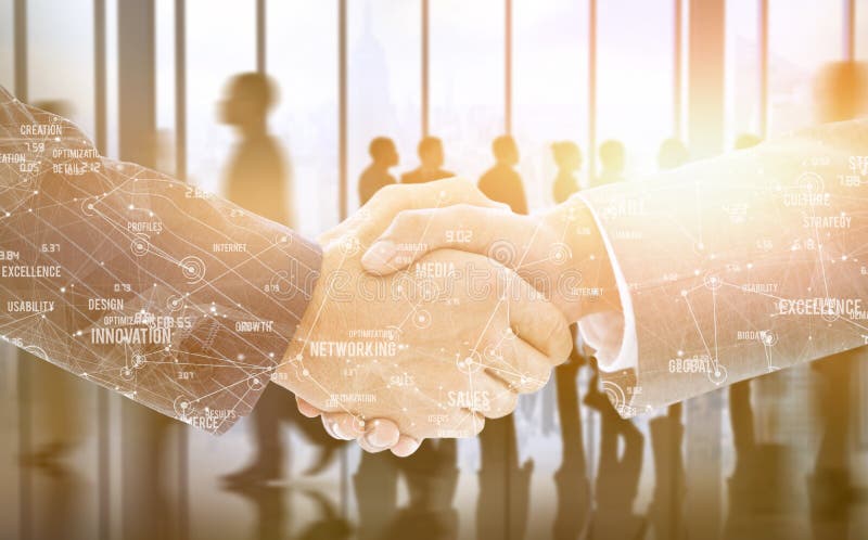 Composite image of business people shaking hands