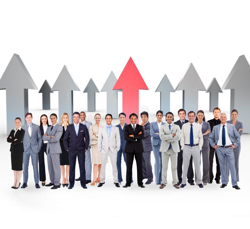 Composite image of business people standing up royalty free stock photo