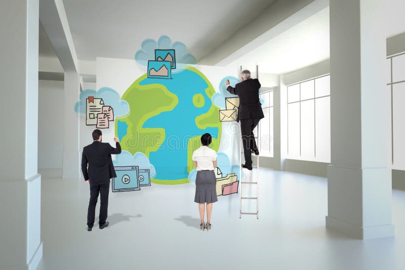 Composite image of business team writing stock images