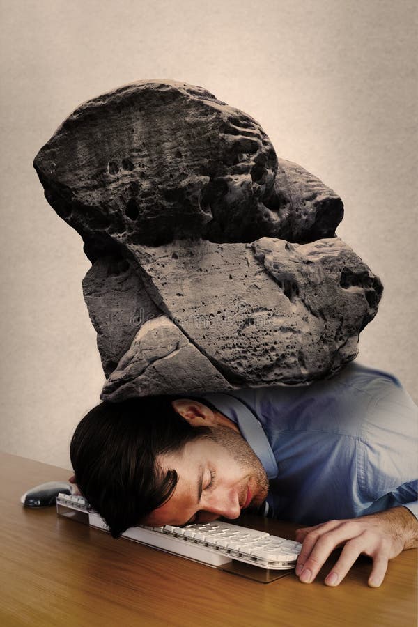 Composite Image of Businessman Sleeping with His Head on the Keyboard