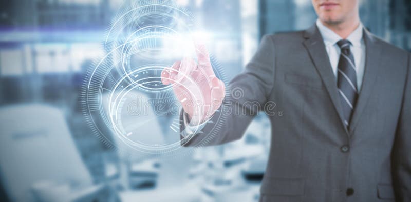 Composite image of businessman using futuristic digital screen stock images Composite image of businessman using futuristic digital screen stock images