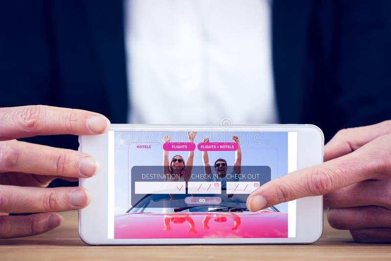Composite image of businesswoman using her tablet pc royalty free stock photo Composite image of businesswoman using her tablet pc royalty free stock photo