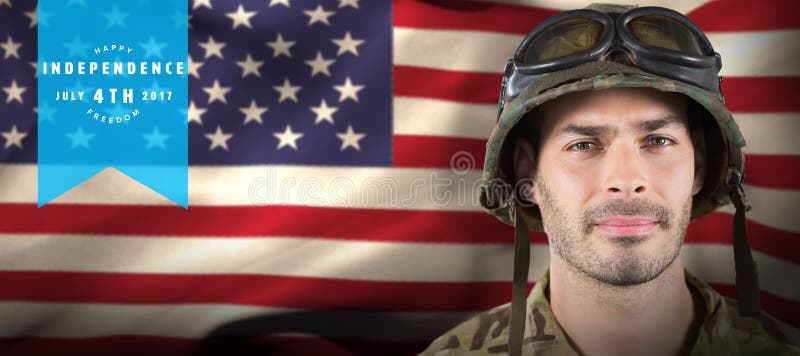 Composite image of close up of handsome soldier royalty free illustration