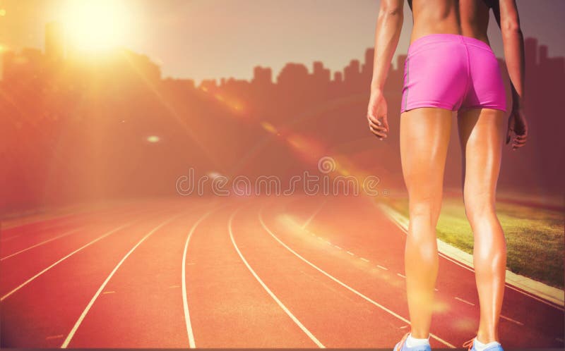 Composite image of close up of sportswoman legs with sweat royalty free stock images Composite image of close up of sportswoman legs with sweat royalty free stock images