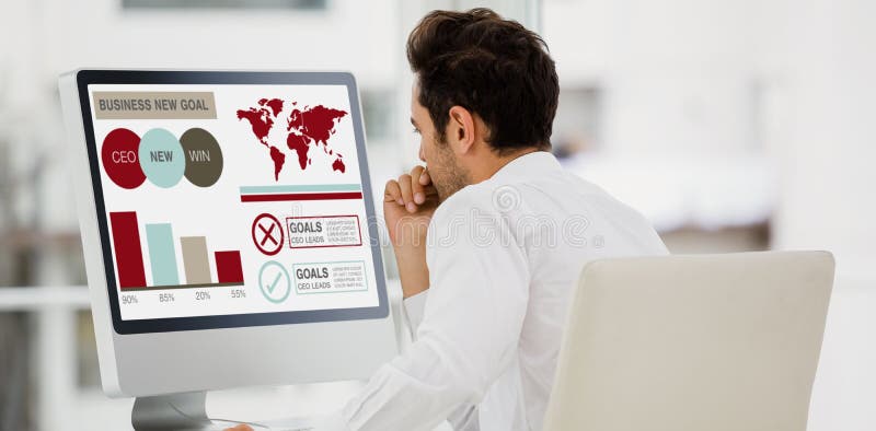 Composite image of composite image of business presentation with charts and text stock photography