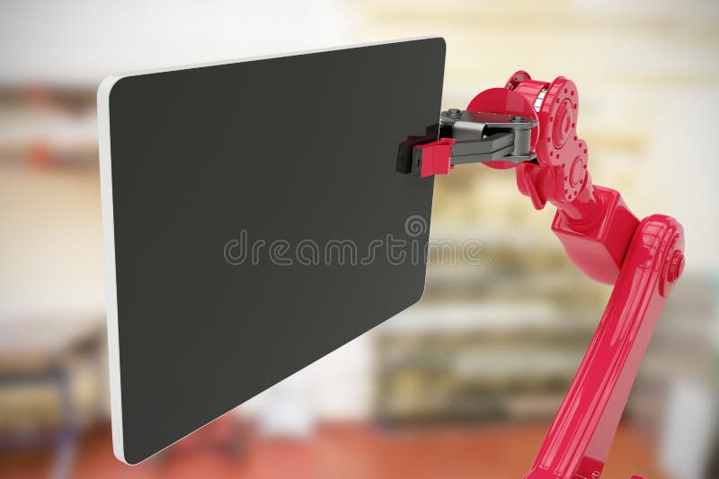 Composite image of composite image of digital tablet held by machine 3d royalty free stock image