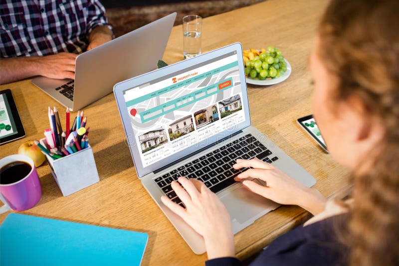 Composite image of composite image of property web site stock photography