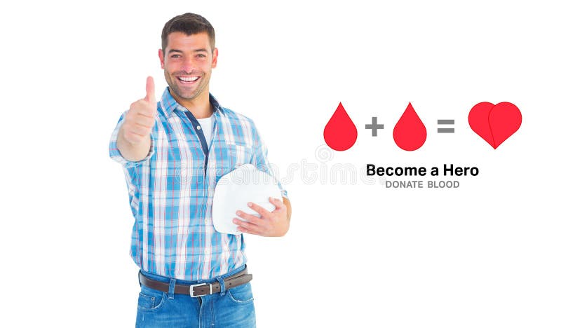 Composite image of confident manual worker gesturing thumbs up stock photography Composite image of confident manual worker gesturing thumbs up stock photography