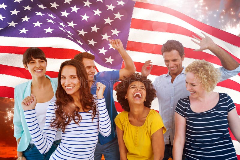 Composite image of creative business team having fun stock photo Composite image of creative business team having fun stock photo