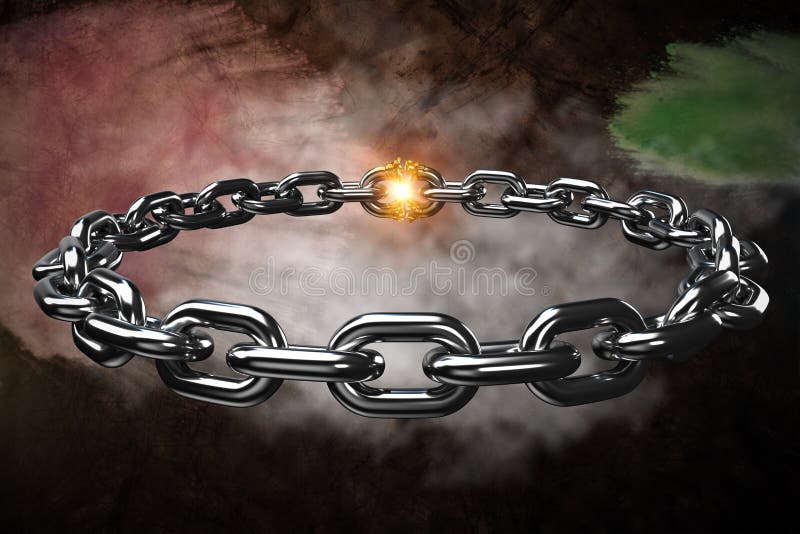 Composite image of 3d image of circular silver chain stock illustration