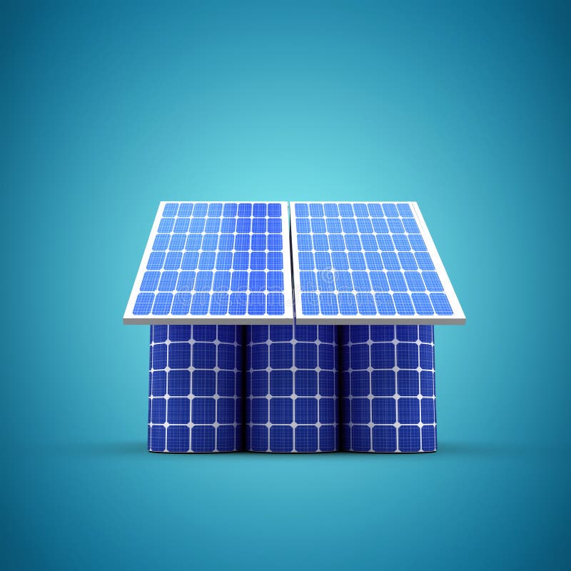 Composite image of 3d image of house model made from solar cell and panels royalty free illustration