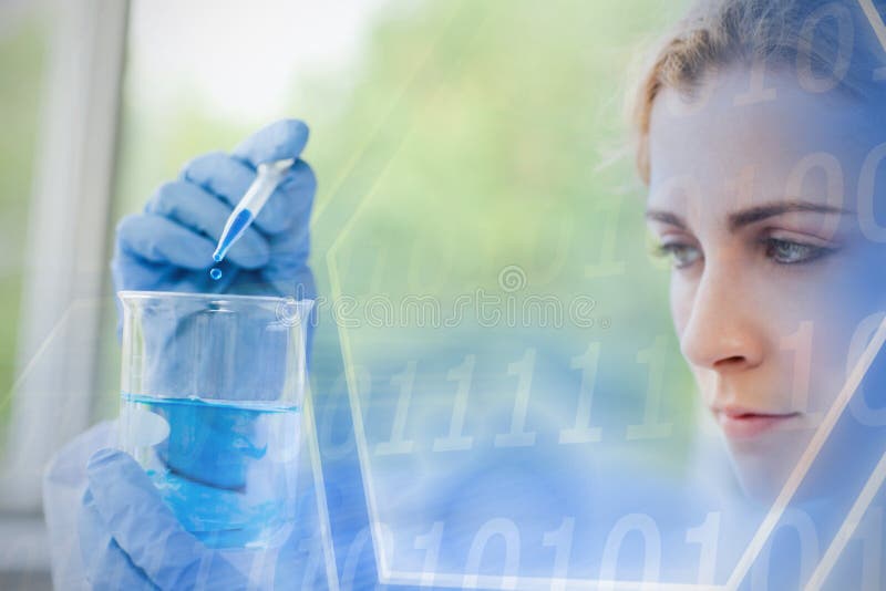 Composite image of digital image of hexagon shape with binary numbers on screen royalty free stock photo