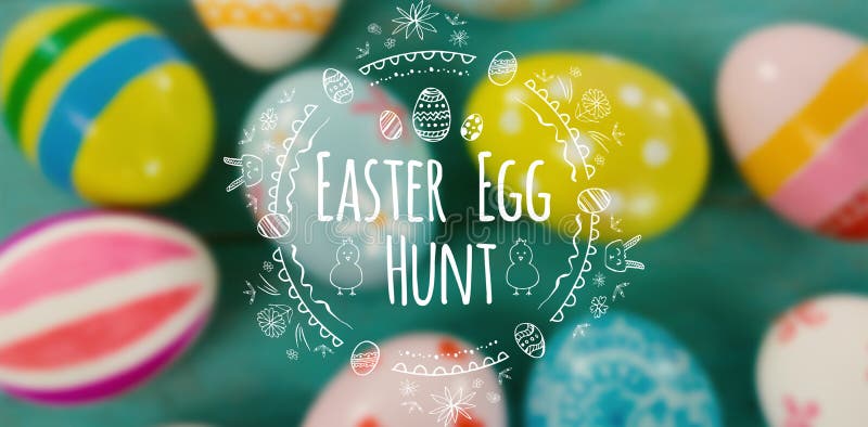 Composite image of easter egg hunt logo against white background