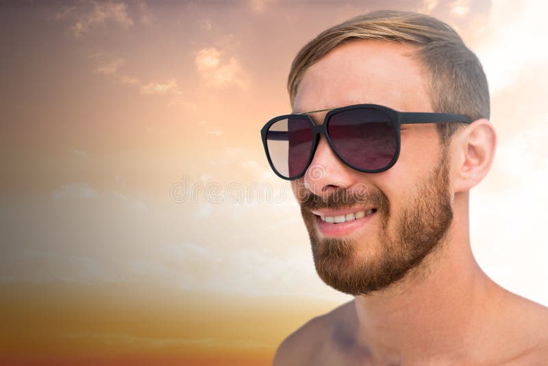 Composite Image of Fashionable Man Wearing Sun Glasses Stock Photo ...