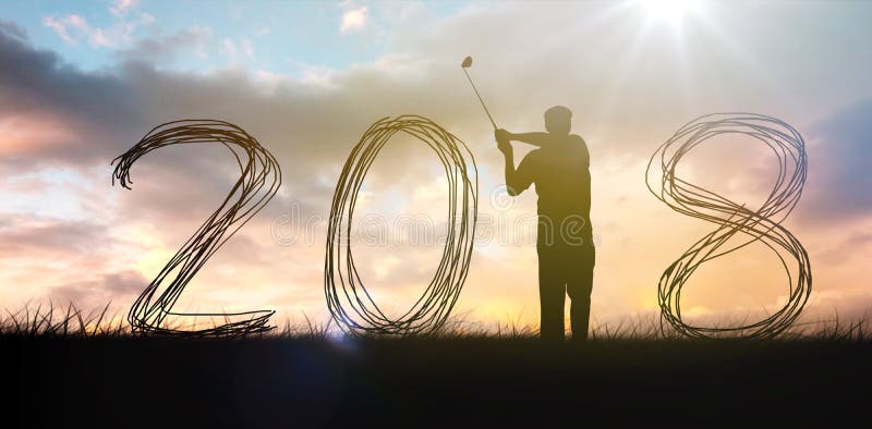 Composite image of golfer hit the golf ball