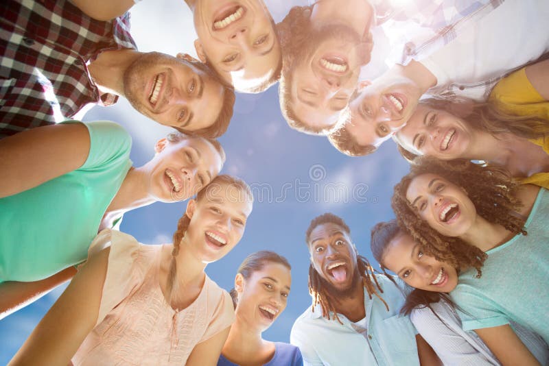 Composite Image of Happy Friends in the Park Stock Photo Image of