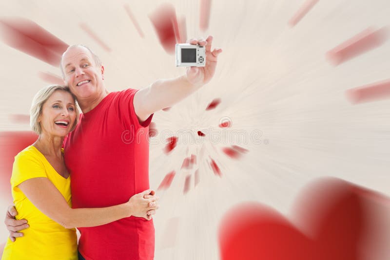 Composite Image Of Happy Mature Couple Taking A Selfie Together Stock Image Image Of Active 