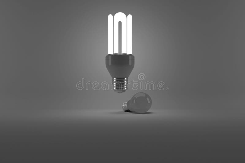 Composite image of illuminated energy efficient lightbulb over bulb vector illustration
