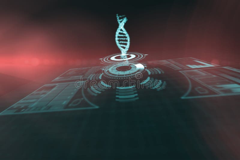 Composite image of illuminated volume knob with dna strand 3d