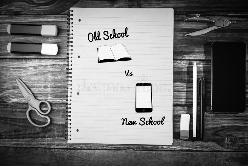 Composite Image of Old School Vs New School Stock Illustration