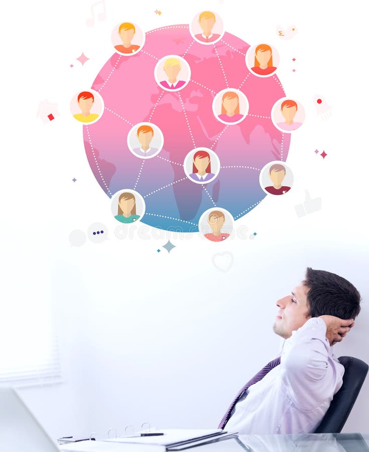 Online Community Background Stock Illustration - Illustration of device