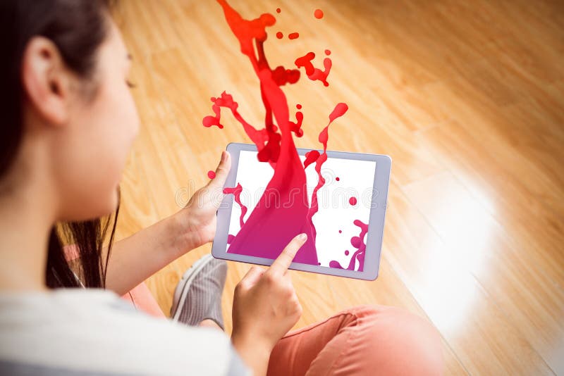 Composite Image Of Pink Paint Splashes And Drops Stock Image - Image of