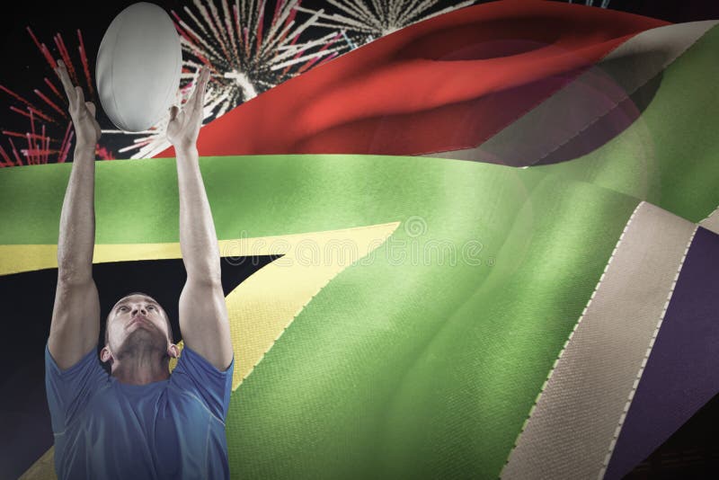 Composite Image of Rugby Player Catching Ball Stock Image Image of