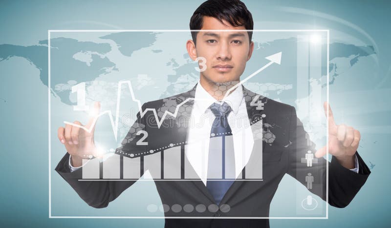 Composite image of unsmiling businessman holding royalty free stock images