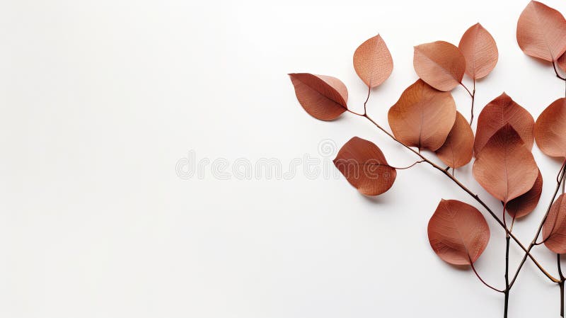 Composition de l'automne. branches d'eucalyptus sur fond blanc. espace de copie de vue supérieure à plat illustration libre de droits