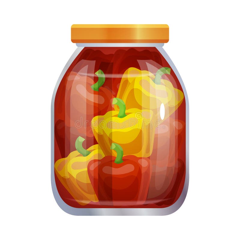 Pickles composition with isolated image of mason jar filled with marinated vegetables on blank background vector illustration. Pickles composition with isolated image of mason jar filled with marinated vegetables on blank background vector illustration