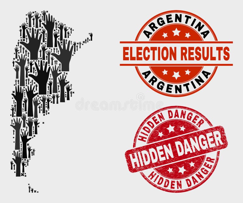 Composition de voter la carte de l'Argentine et affliger le filigrane caché de danger illustration libre de droits